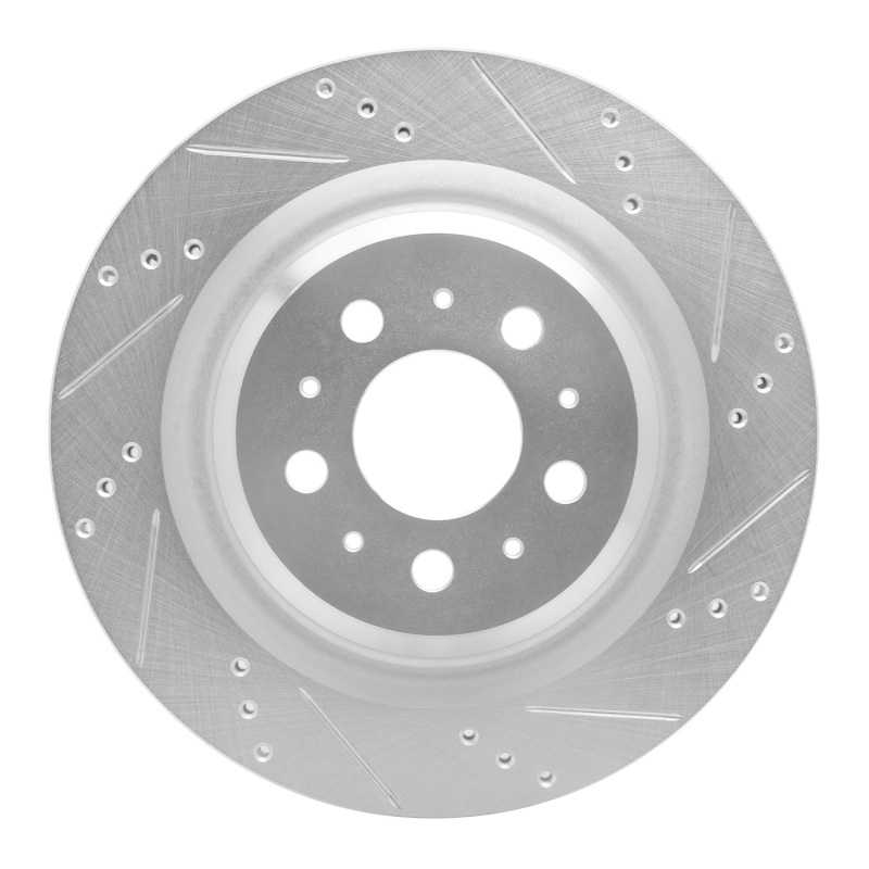 Tesla Model 3 Brake Rotor (1) - Rear Right - R1 Concepts - Drilled & Slotted - Silver - `17-`25